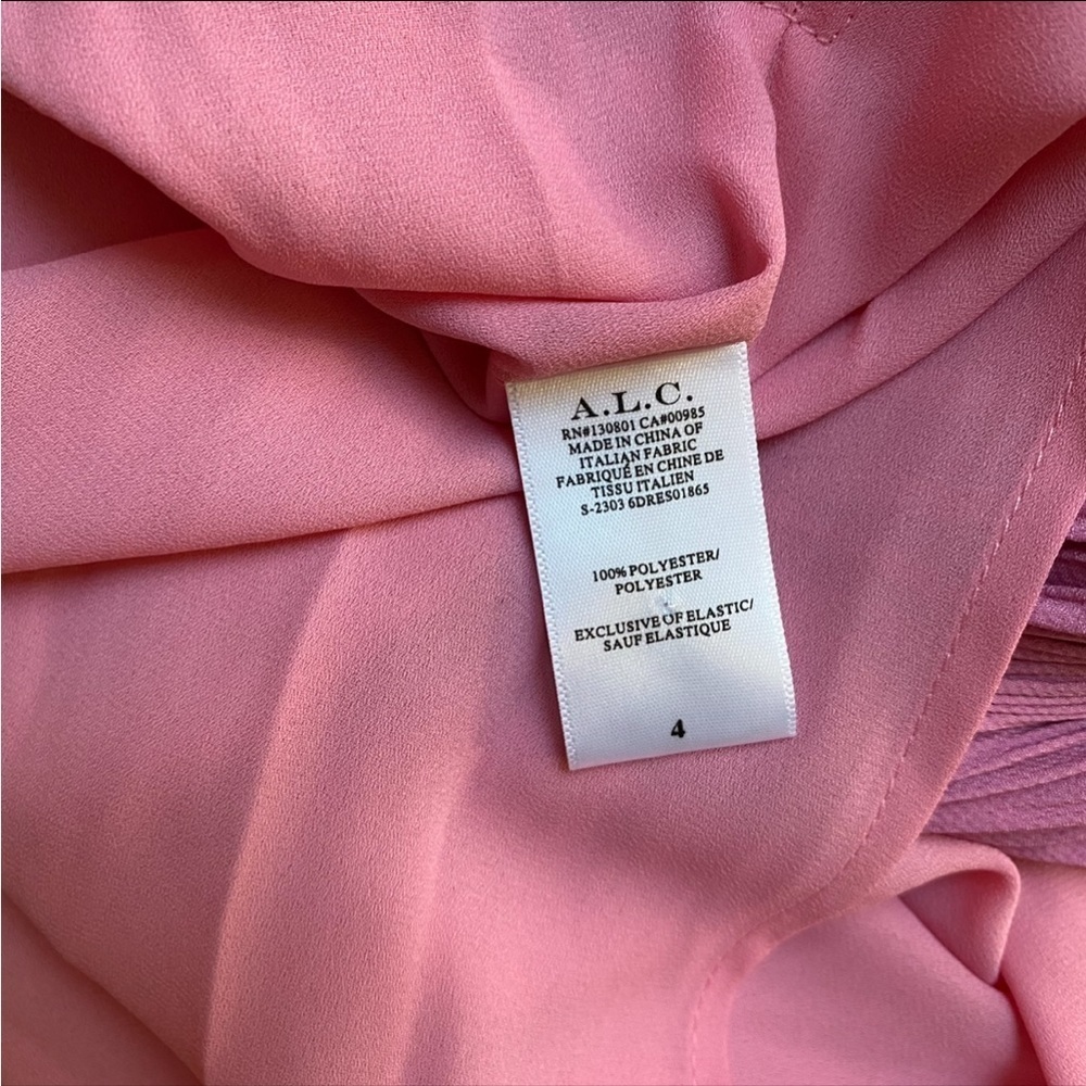 A.L.C. Angelina NWT Pleated Satin Halter Midi Dress Chateau Rose Size 4 - Picture 15 of 16